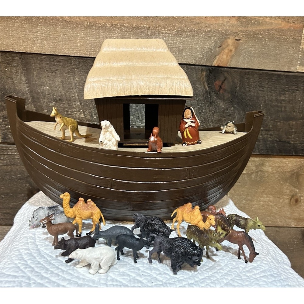 ARCO Noah's Ark Playset Original Vintage‎ 1970's Ark + Noah + 21 Animals
